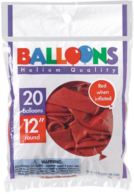 15ct, 12in, Red Balloons