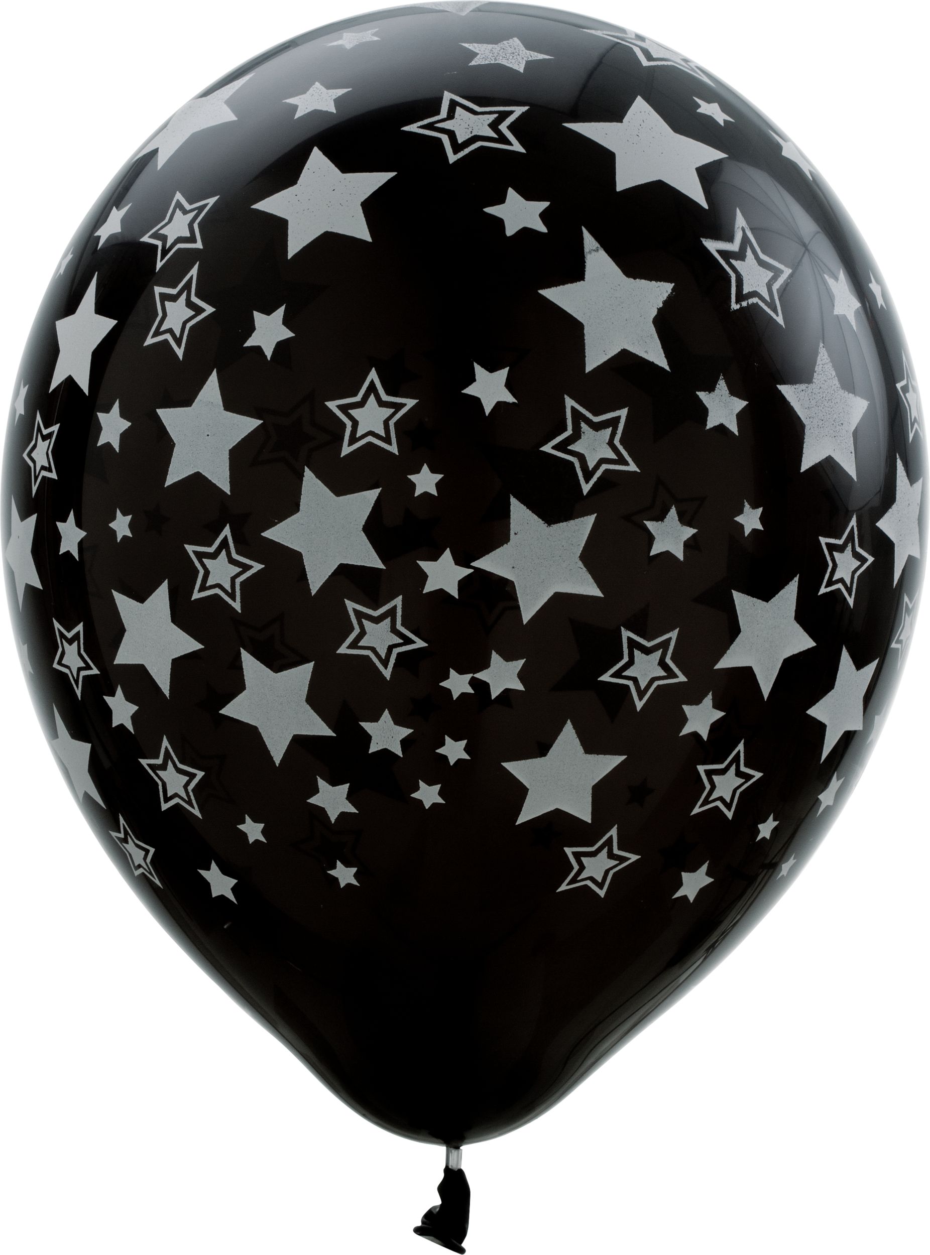 Round Latex Balloons, Gold/Silver/Black, Star, 12-in, 20-pk, for Birthday Party Front_Flat