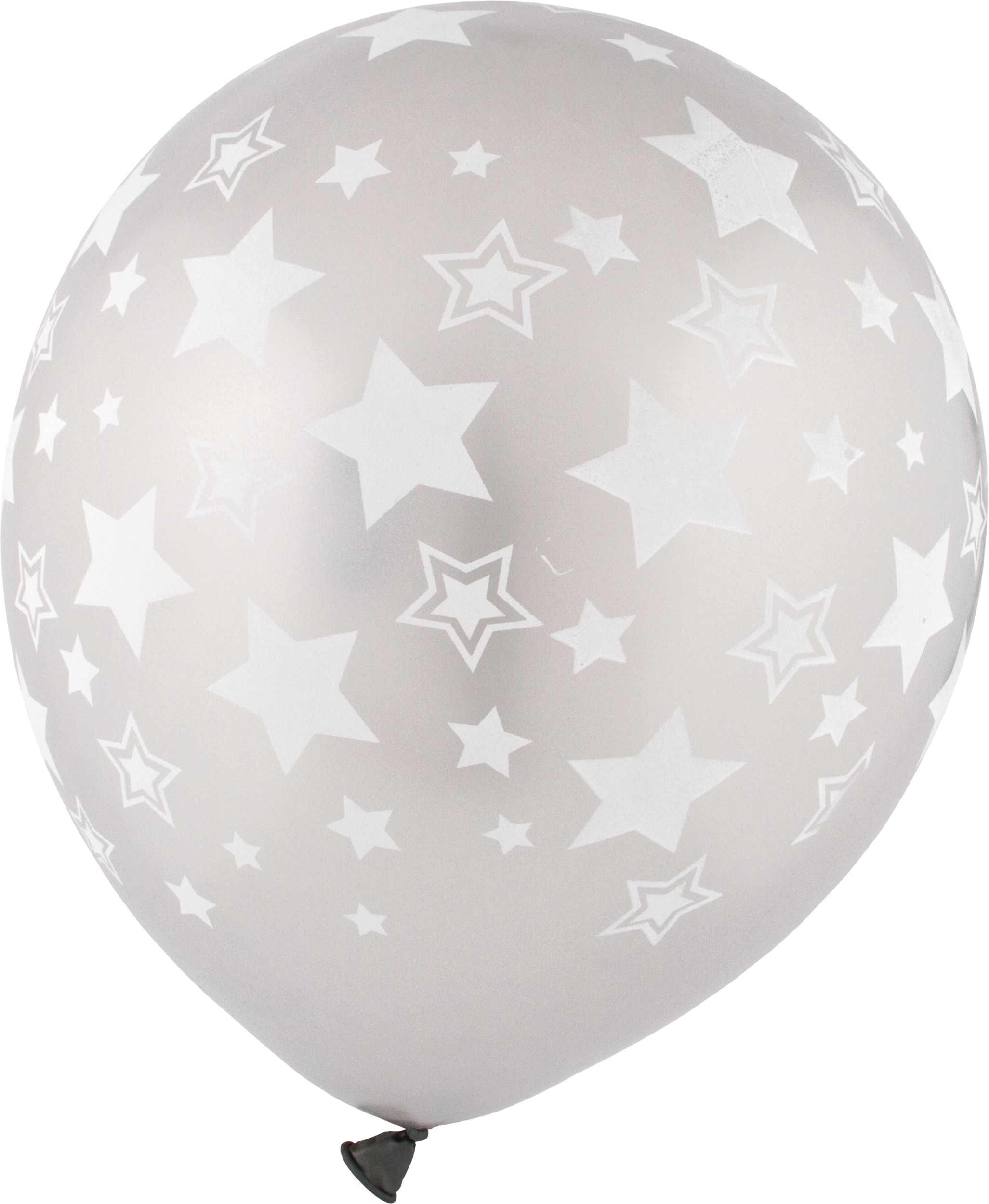 Round Latex Balloons, Gold/Silver/Black, Star, 12-in, 20-pk, for Birthday Party Front_Flat
