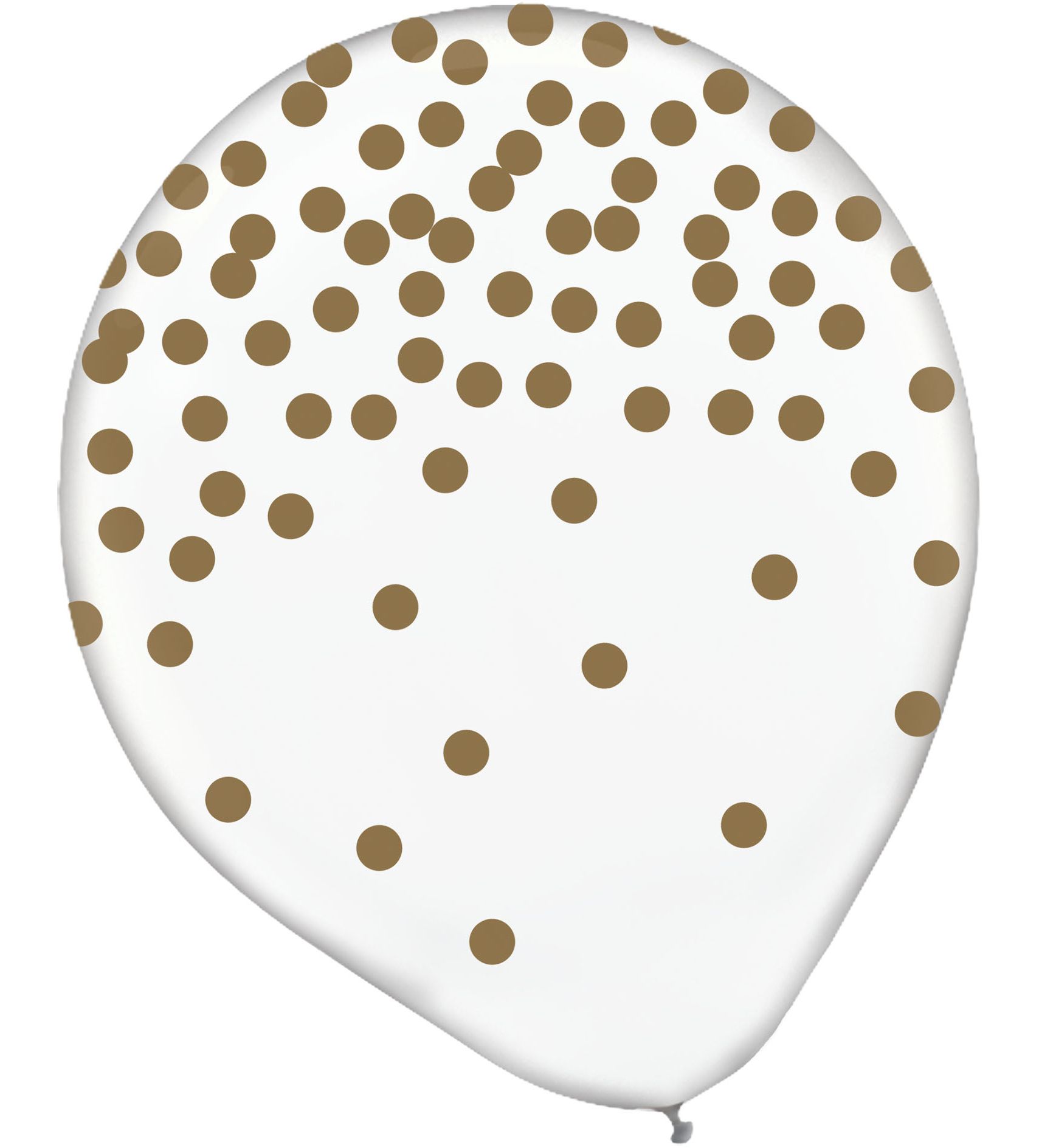 Round Transparent Confetti Latex Balloons, Gold, Polka Dot, 12-in, 6-pk, for Birthday Party Front_Flat