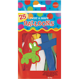 Latex Animal Twist & Shape Balloons, Multi-Coloured, 11-in, 25-pk, for Birthday Party Front_Flat