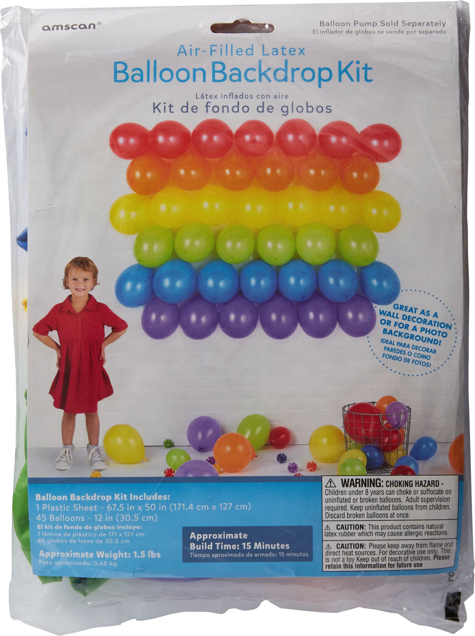 Balloon Grid Backdrop Kit Stand, Clear, 4-ft, 47-pk, for Birthday/New Year's Eve/Graduation/Baby Shower/Wedding/Halloween Front_Flat