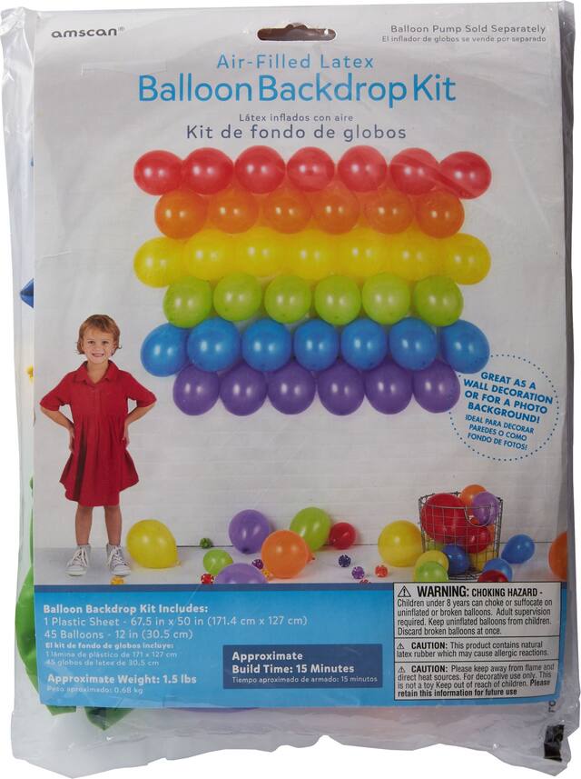 Balloon Grid Backdrop Kit Stand, Clear, 4-ft, 47-pk, for Birthday/New Year's Eve/Graduation/Baby Shower/Wedding/Halloween Front_Flat