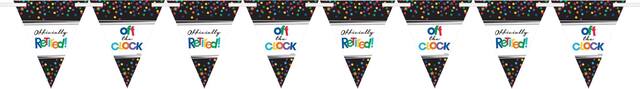 "Off The Clock" Pennant Hanging Garland Banner Decoration, Multi-Coloured, 15-ft, for Retirement Party Front_Flat