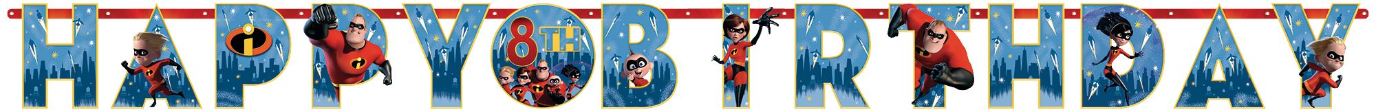 Disney Incredibles 2 Jumbo Add-An-Age Letter Birthday Party Banner Decoration, 10-ft Front_Flat