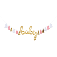 DIY Customizable Hanging Tassel Garland Banner Decoration, White/Pink, 3-ft, for Birthday/Wedding/Baby Shower Front_Flat