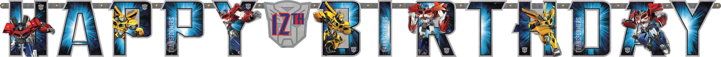 Transformers Jumbo Add-An-Age Birthday Party Banner, 10-ft Front_Flat