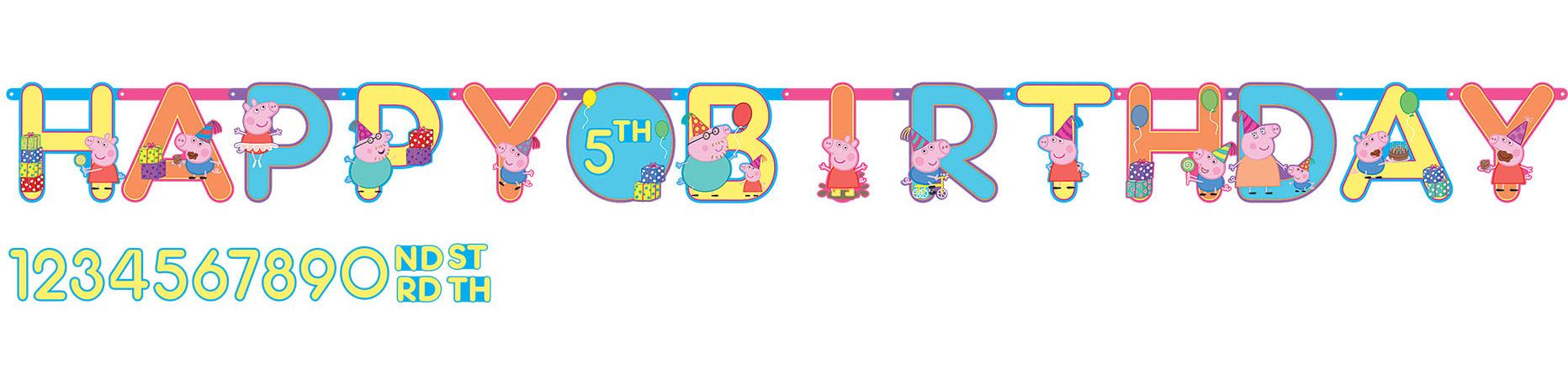 Banderole double à confettis Peppa, emballage multiple Front_Flat