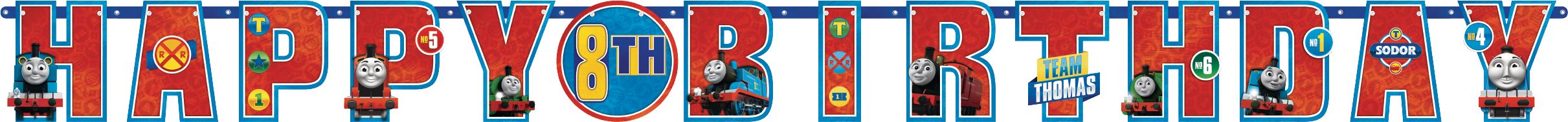 Thomas The Tank Jumbo Add-An-Age Letter Birthday Party Banner, 10-ft Front_Flat