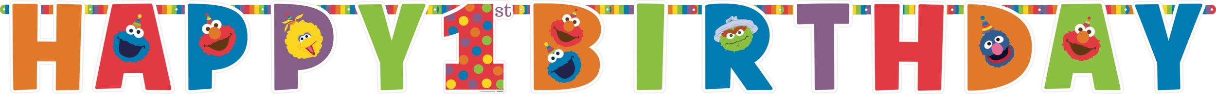 Sesame Street Elmo Birthday Party Banner Decoration Kit, 2-pc Front_Flat