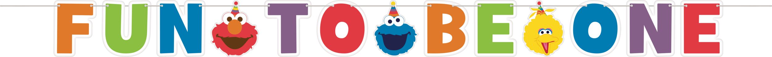 Sesame Street Elmo Birthday Party Banner Decoration Kit, 2-pc Front_Flat