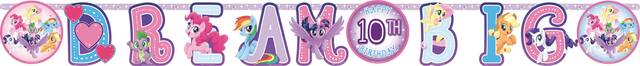 My Little Pony Jumbo Add-An-Age Letter Birthday Party Banner, 10-ft Front_Flat