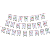Mint to Be "Always & Forever" Pennant Hanging Garland Banner Decoration, Blue/Pink, Floral Greenery, 15-ft, for Wedding/Engagement