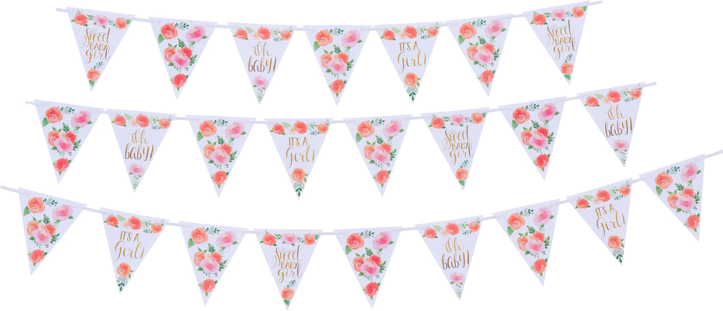 Banderole à fanions bébé floral Front_Flat