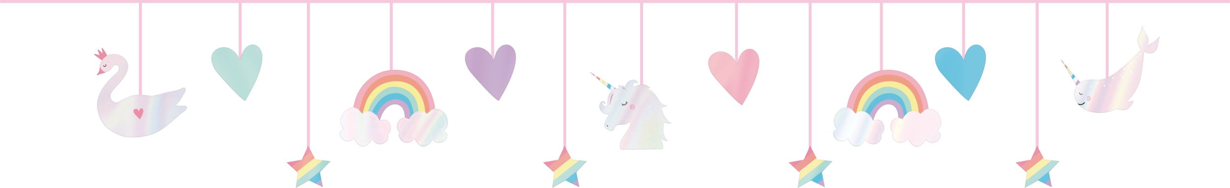 Magical Rainbow "Sparkle and Shine" Birthday Party Banner with Mini Banner Decoration Front_Flat