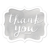 Silver Scroll Thank You Sticker Seals, 50-pk Front_Flat