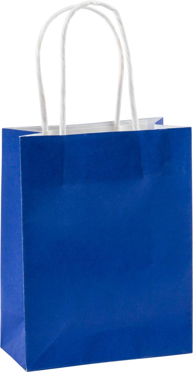 Paper Kraft Gift Bag, Blue, 8.5-in, for Birthday/Baby Shower Front_Angled_Right