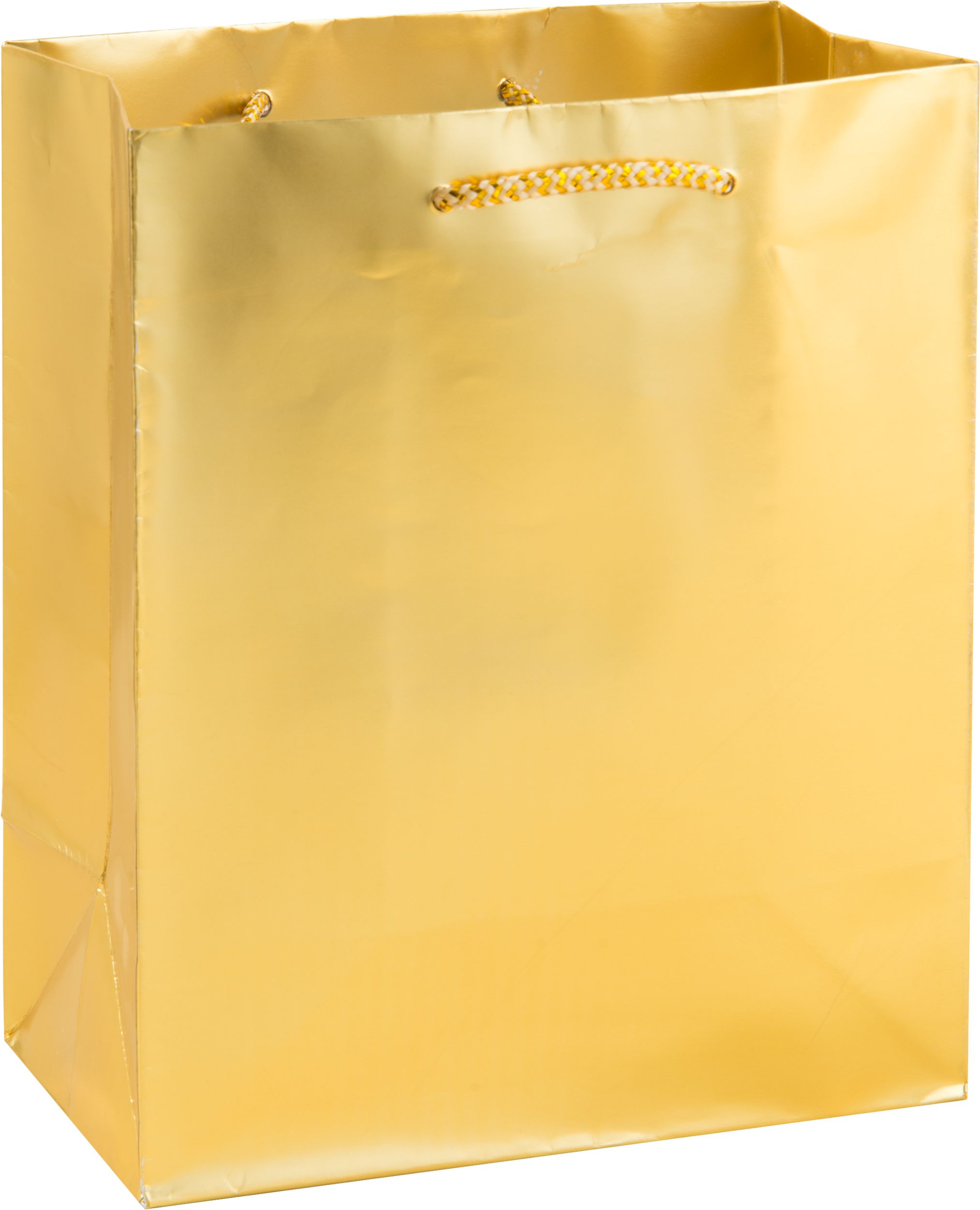Paper Gift Bag, Gold, 9.5-in, for Birthday/Wedding/Anniversary Front_Angled_Right