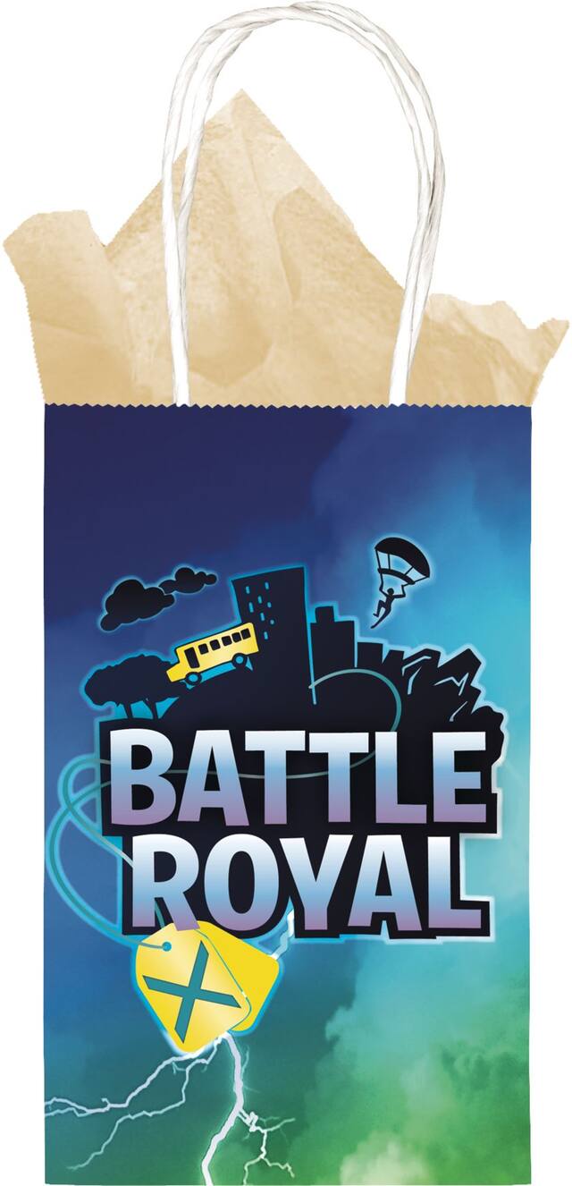 Sacs à surprises en papier kraft d'anniversaire, Battle Royal, paq. 8 Front_Flat