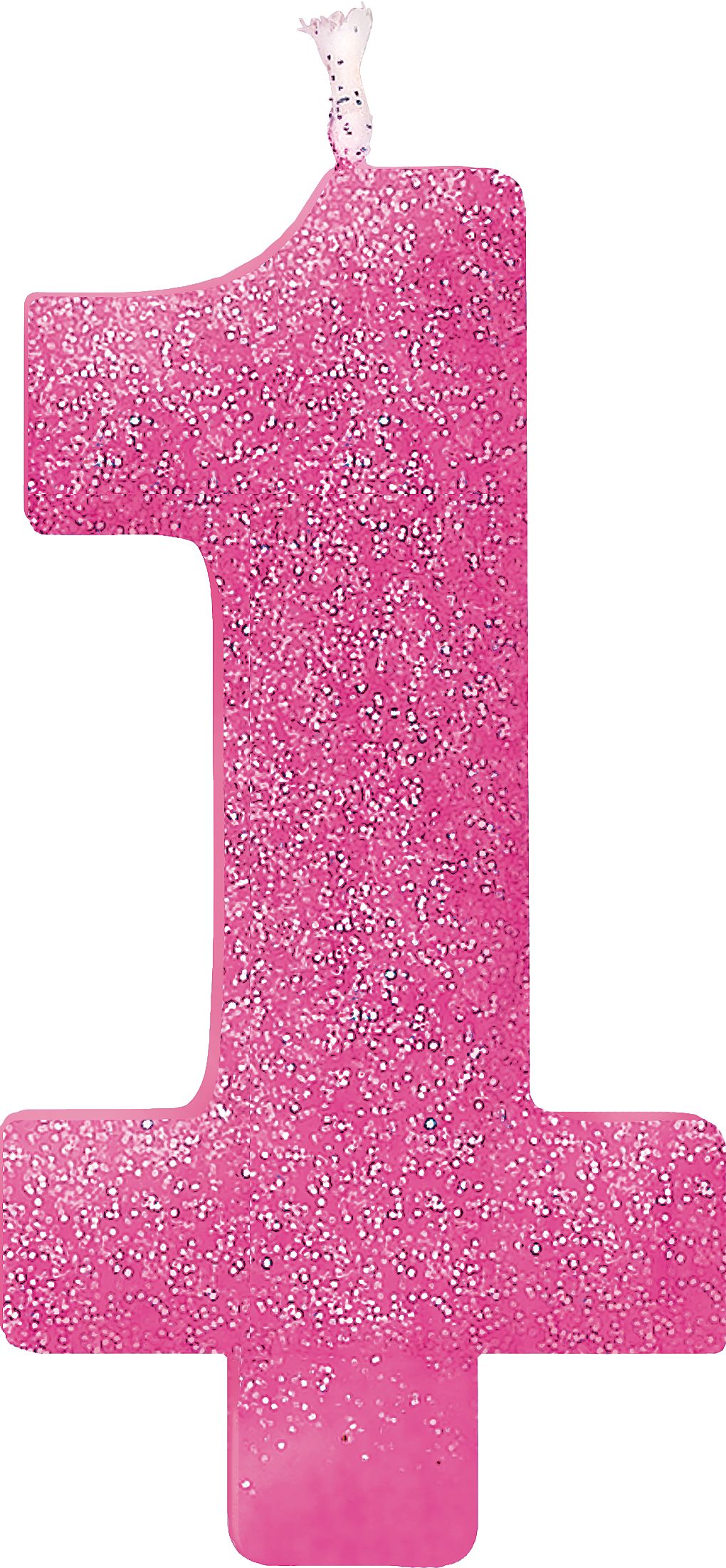 Bougie scintillante pour fête d'anniversaire, chiffre 1, géant, rose Front_Flat