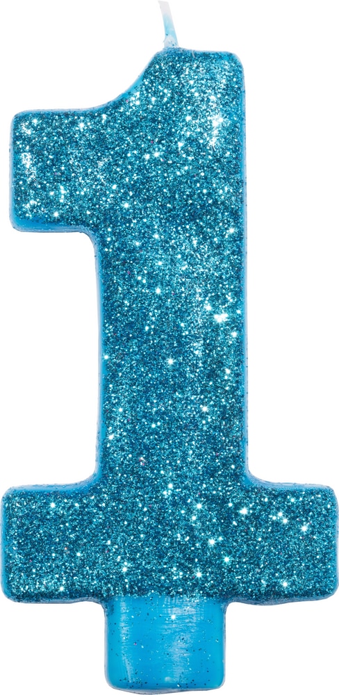 Giant Glitter Number 1 Birthday Candle, Blue 