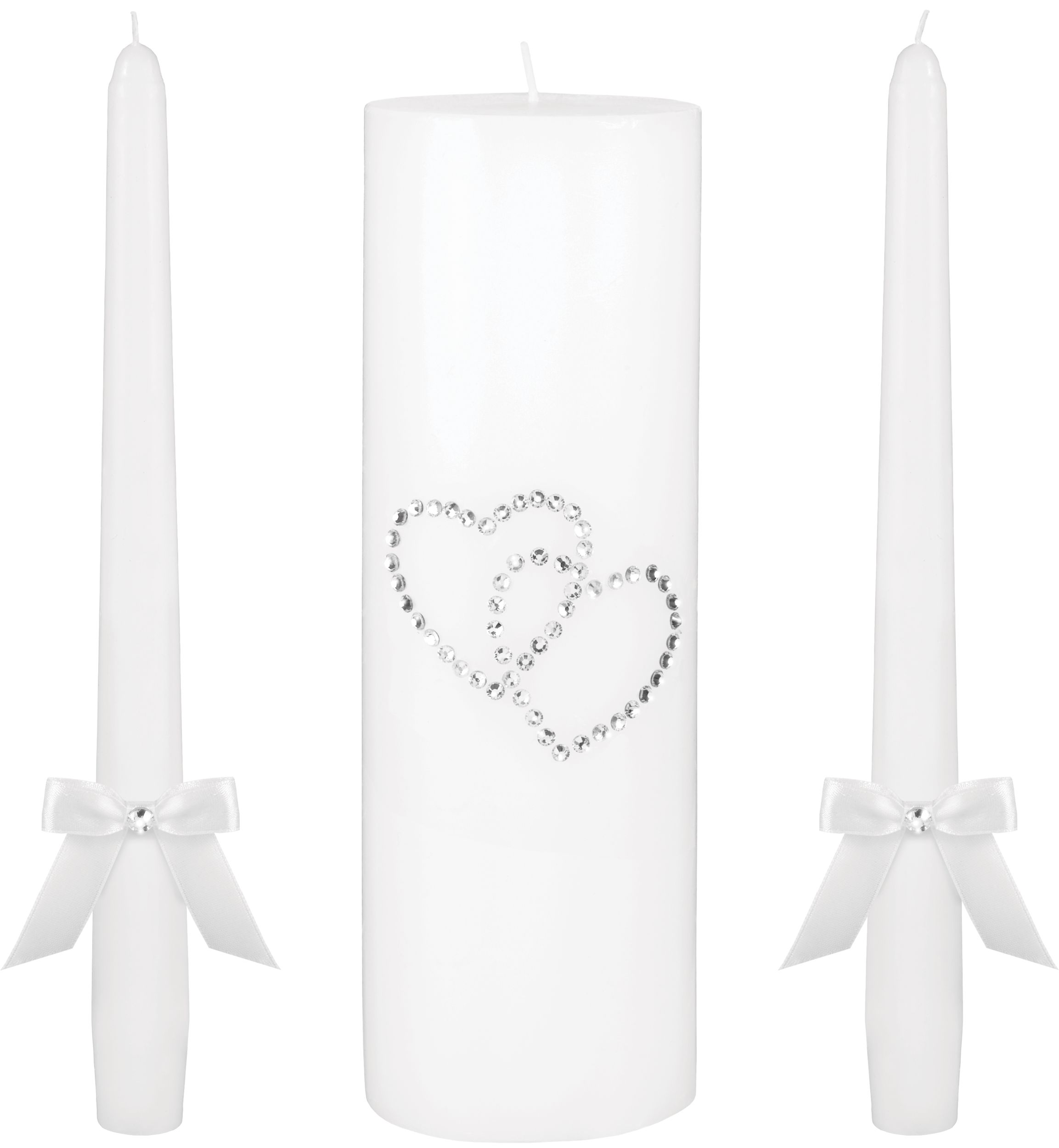 White Hearts Unity Candle Set, 3-pc Front_Flat