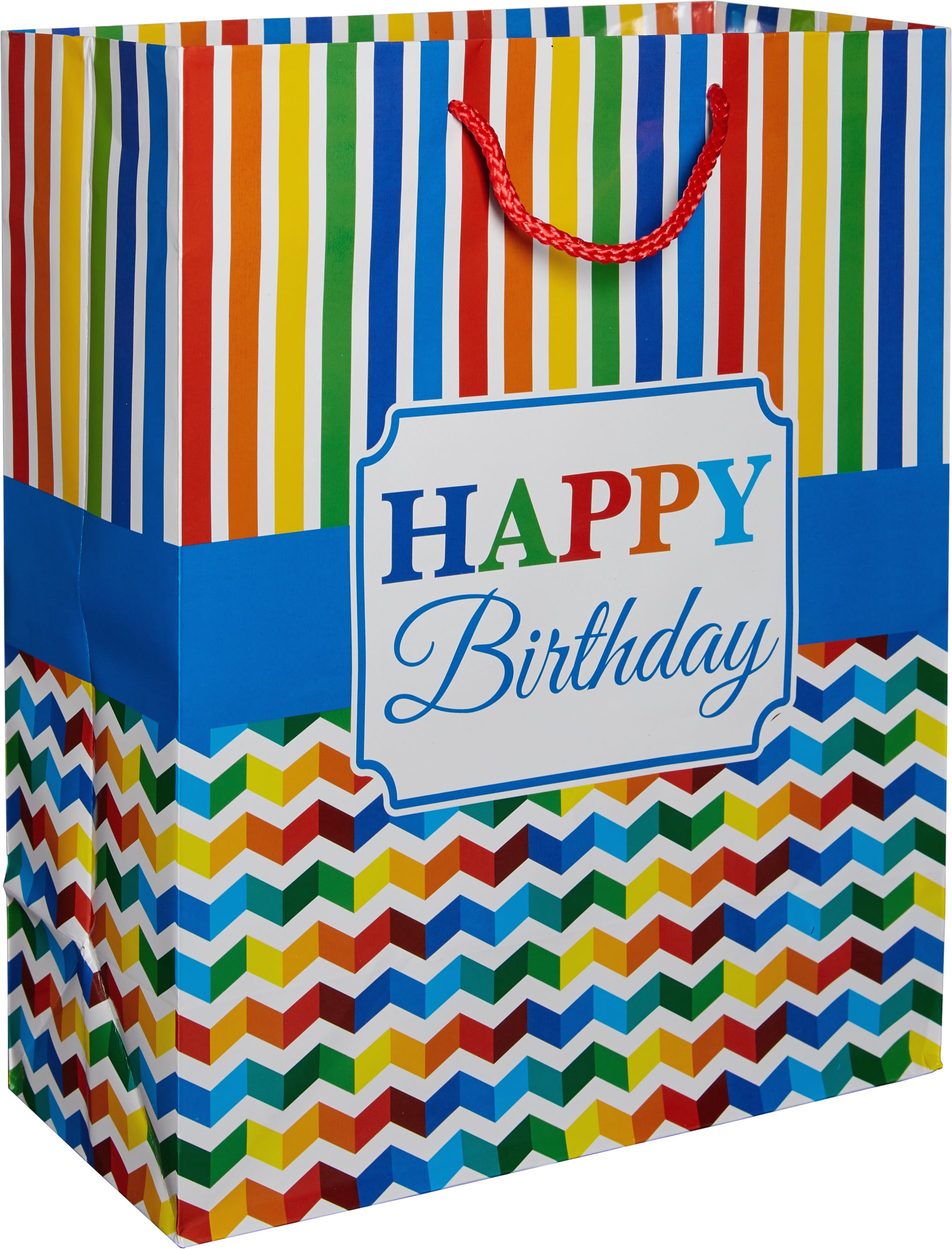 Rainbow Chevron Birthday Gift Bag Front_Angled_Right