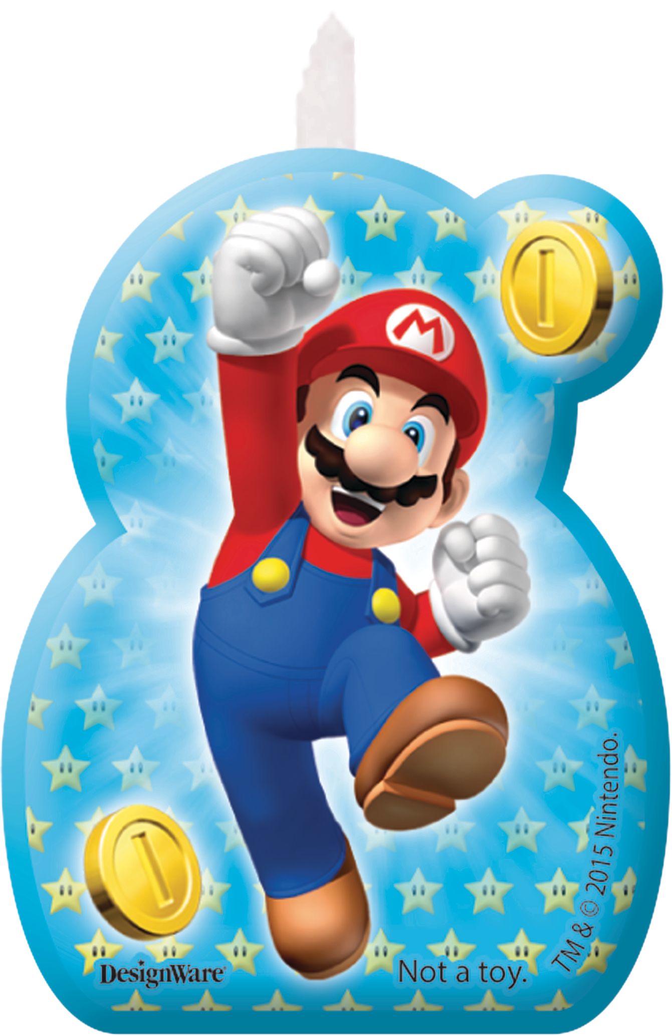 Nintendo Super Mario Bros "Happy Birthday" Luigi/Mario/Yoshi Wax Candle Set, Red/Green/Blue, 3.25-in, 4-pk, for Birthday Party Front_Flat