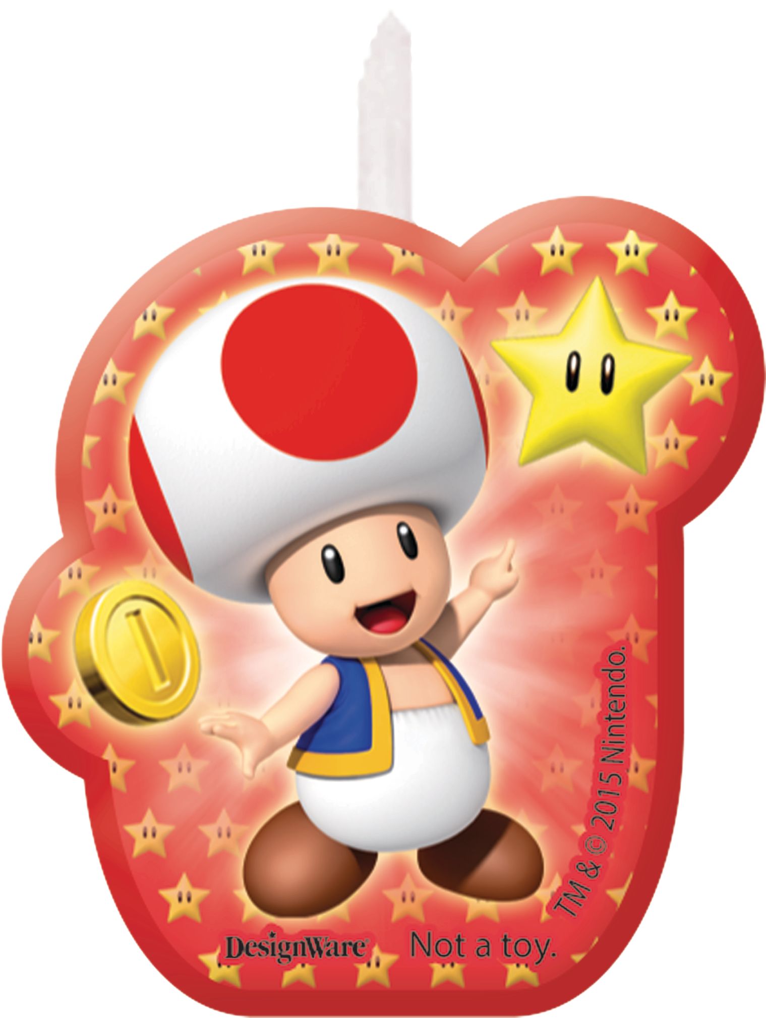 Nintendo Super Mario Bros "Happy Birthday" Luigi/Mario/Yoshi Wax Candle Set, Red/Green/Blue, 3.25-in, 4-pk, for Birthday Party Front_Flat