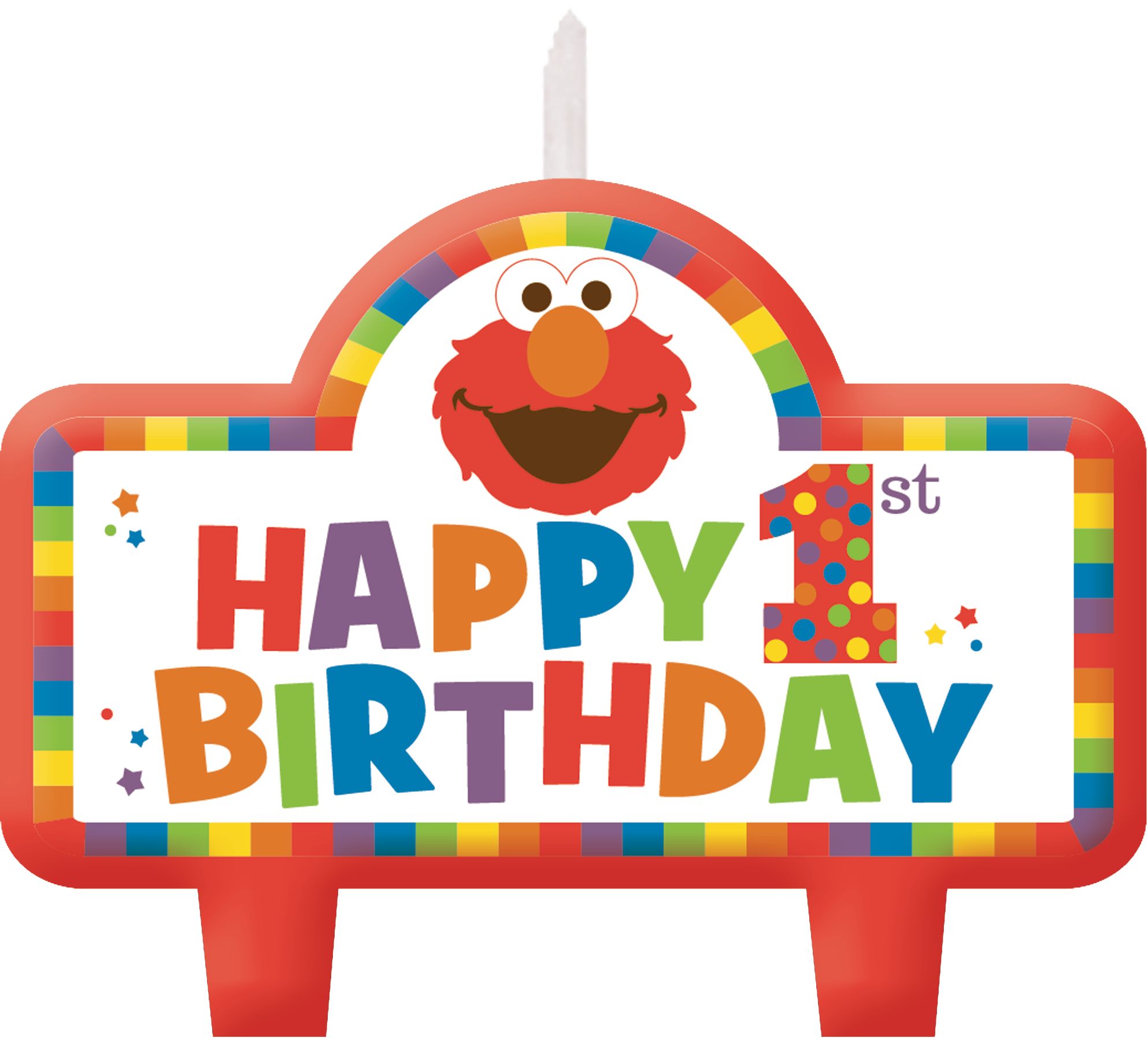 Sesame Street Elmo "Happy 1st Birthday" Candles, 4-pk Front_Flat