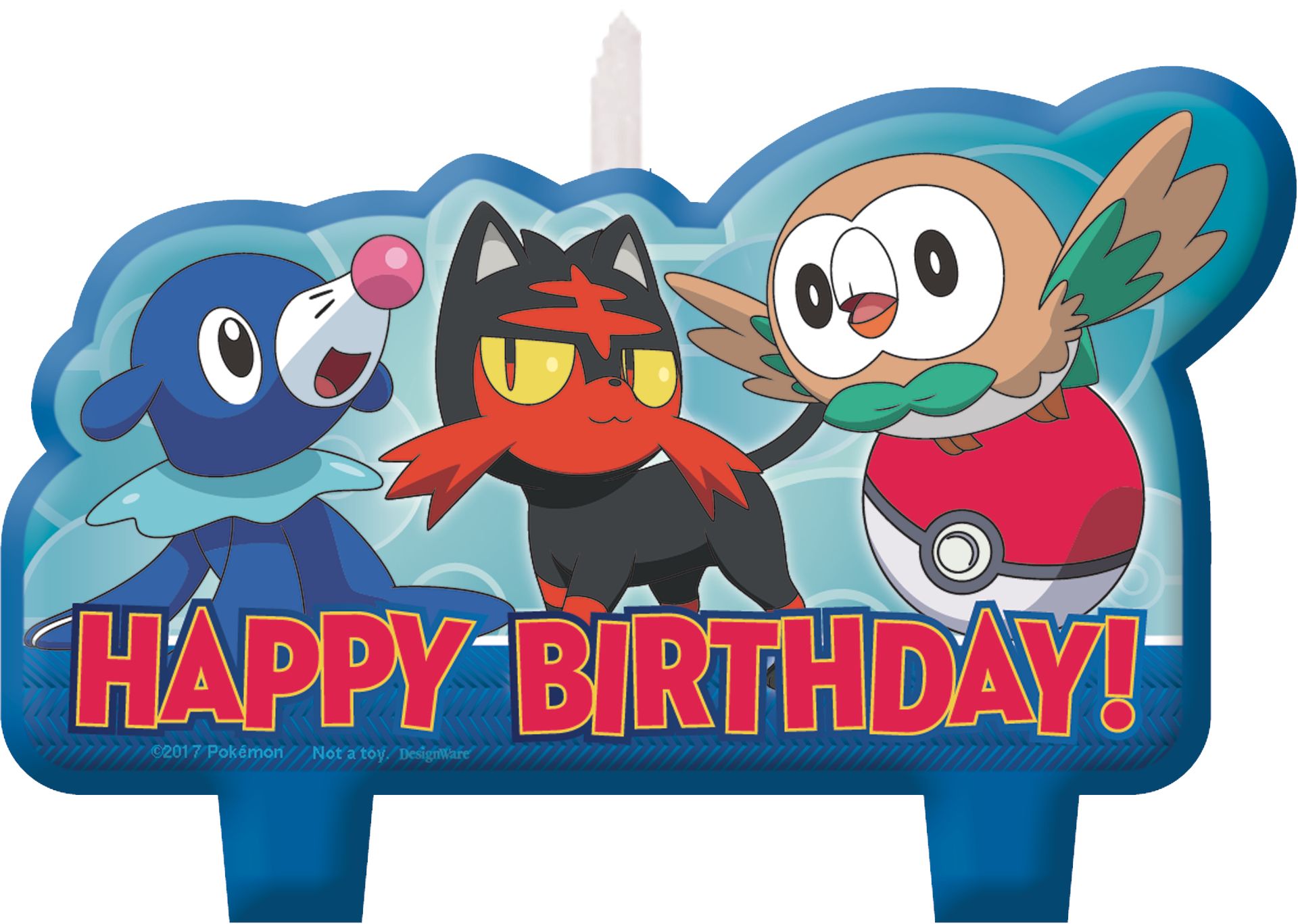 Nintendo Pokémon "Happy Birthday" Wax Candle Set, Blue/Red, 3.7-in, 4-pk, for Birthday Party Front_Flat