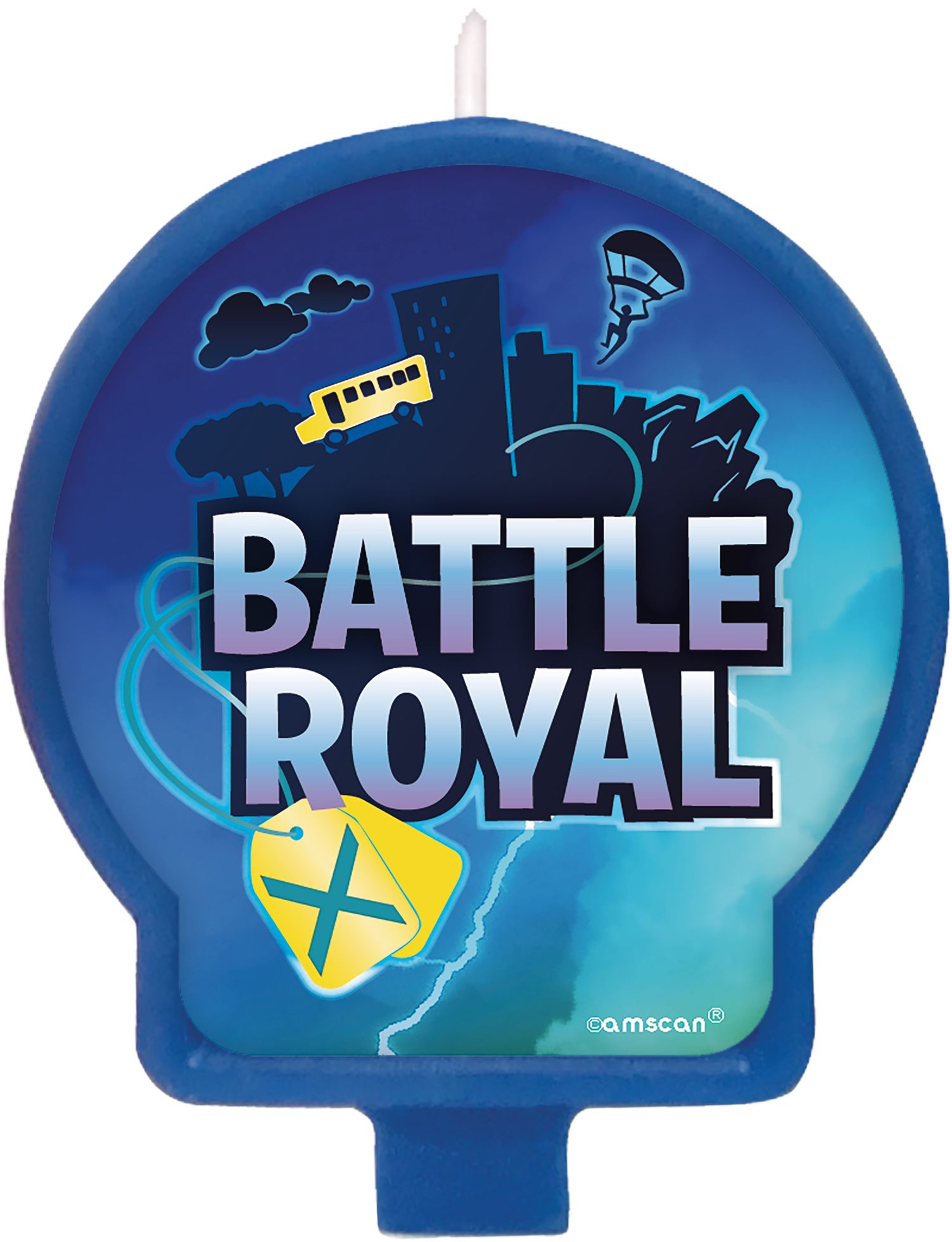 Battle Royal Wax Candle, Blue, 3-in, for Birthday Party Front_Flat