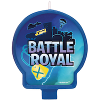 Battle Royal Wax Candle, Blue, 3-in, for Birthday Party Front_Flat