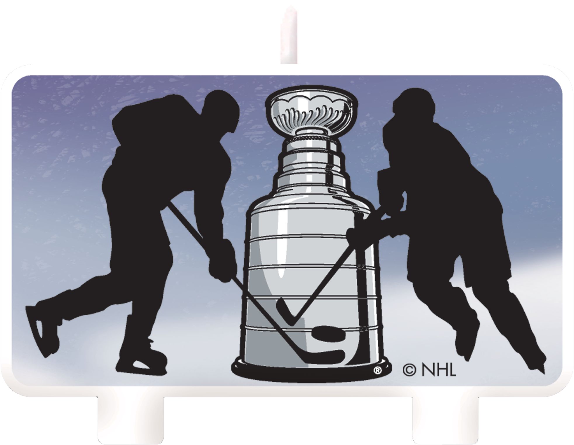 National Hockey League NHL "Happy Birthday" Wax Candle Set, Blue/Black, 4.5-in, 4-pk, for Sports Party Front_Flat