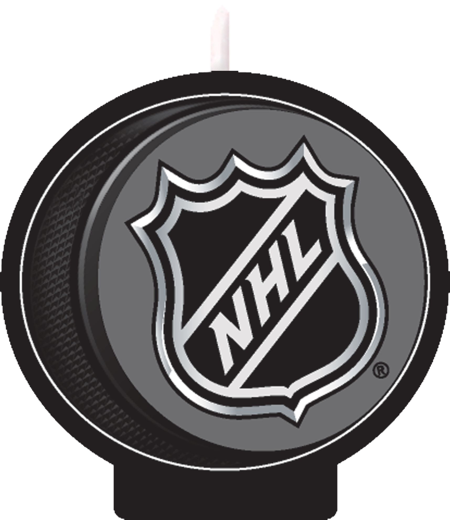 National Hockey League NHL "Happy Birthday" Wax Candle Set, Blue/Black, 4.5-in, 4-pk, for Sports Party Overhead_Flat