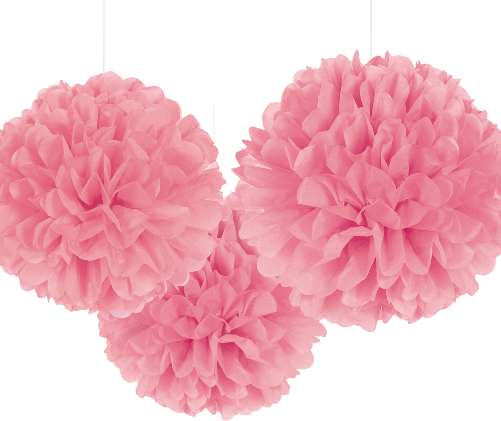 Rounded Pink Tissue Pom Poms, 3pk Party City