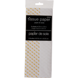 Gift Wrapping Tissue Paper, White/Gold, Polka Dots, 8-pk, for Graduation/Birthday/Wedding Front_Flat
