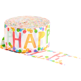 "Happy Birthday" Hanging Crepe Paper Streamer Decoration, Multi-Coloured, 81-ft, for Birthday Party Front_Elevated
