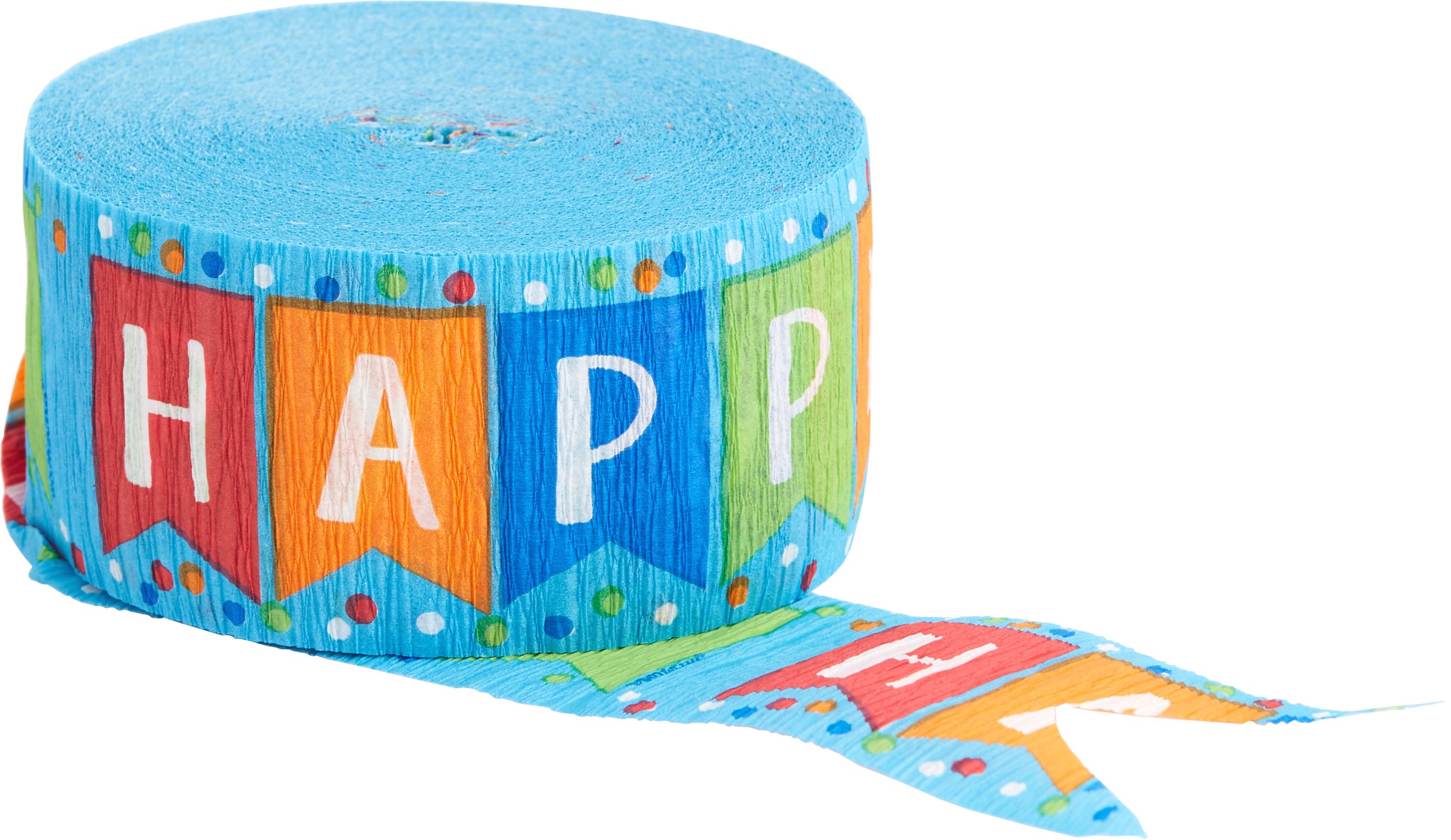 Serpentin Joyeux anniversaire, bleu Front_Elevated