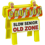 Mini Old Zone Caution Sign Front_Angled_Right