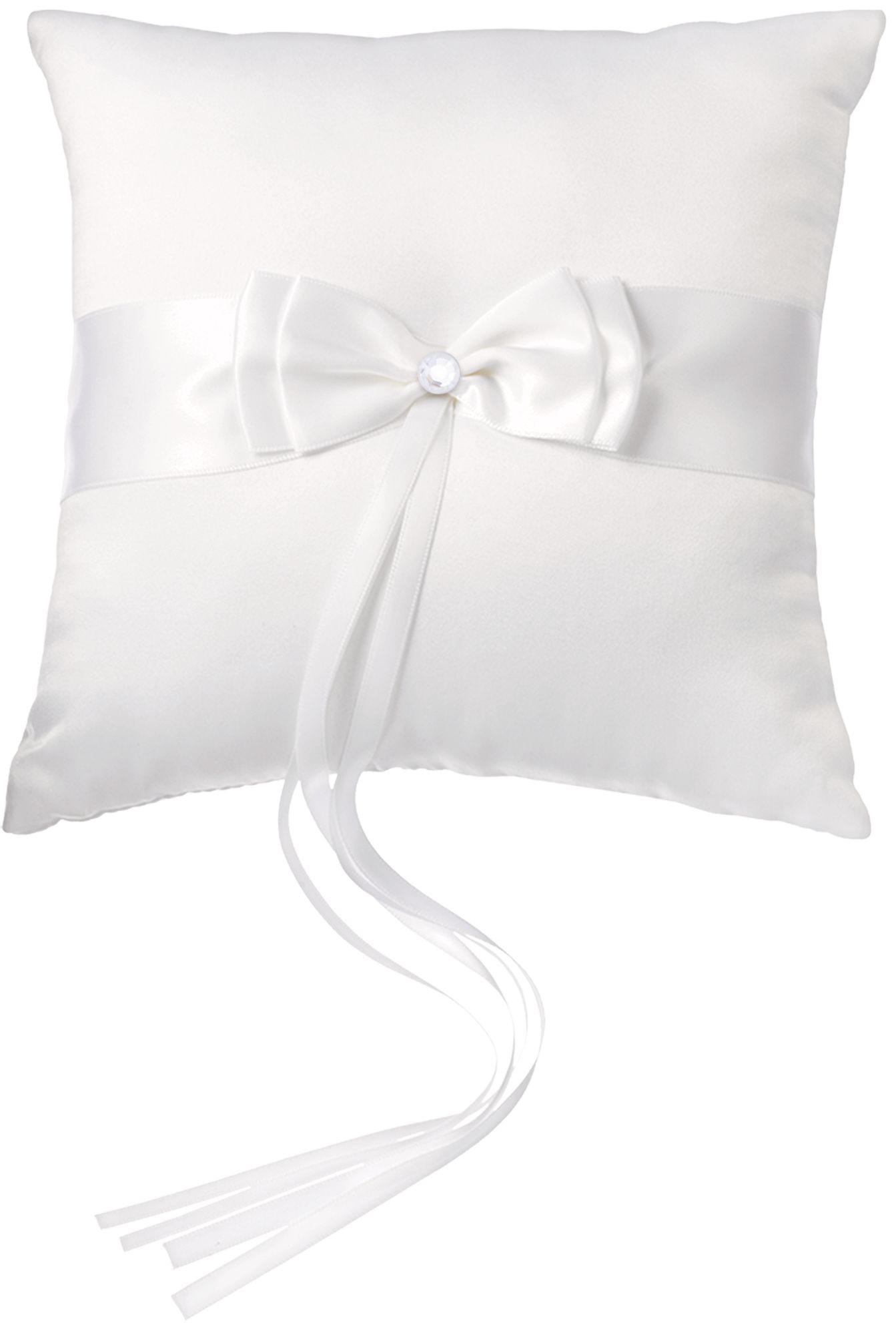 White Bow Ring Bearer Pillow Front_Flat