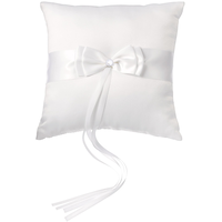 White Bow Ring Bearer Pillow Front_Flat