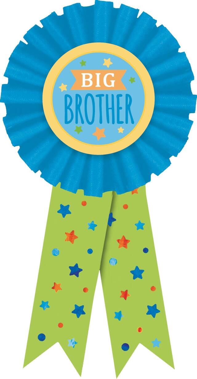 Ruban de mérite Big Brother, étoiles bleues/vertes, taille unique, accessoire portable pour fête prénatale/dévoilement du sexe de bébé Front_Flat