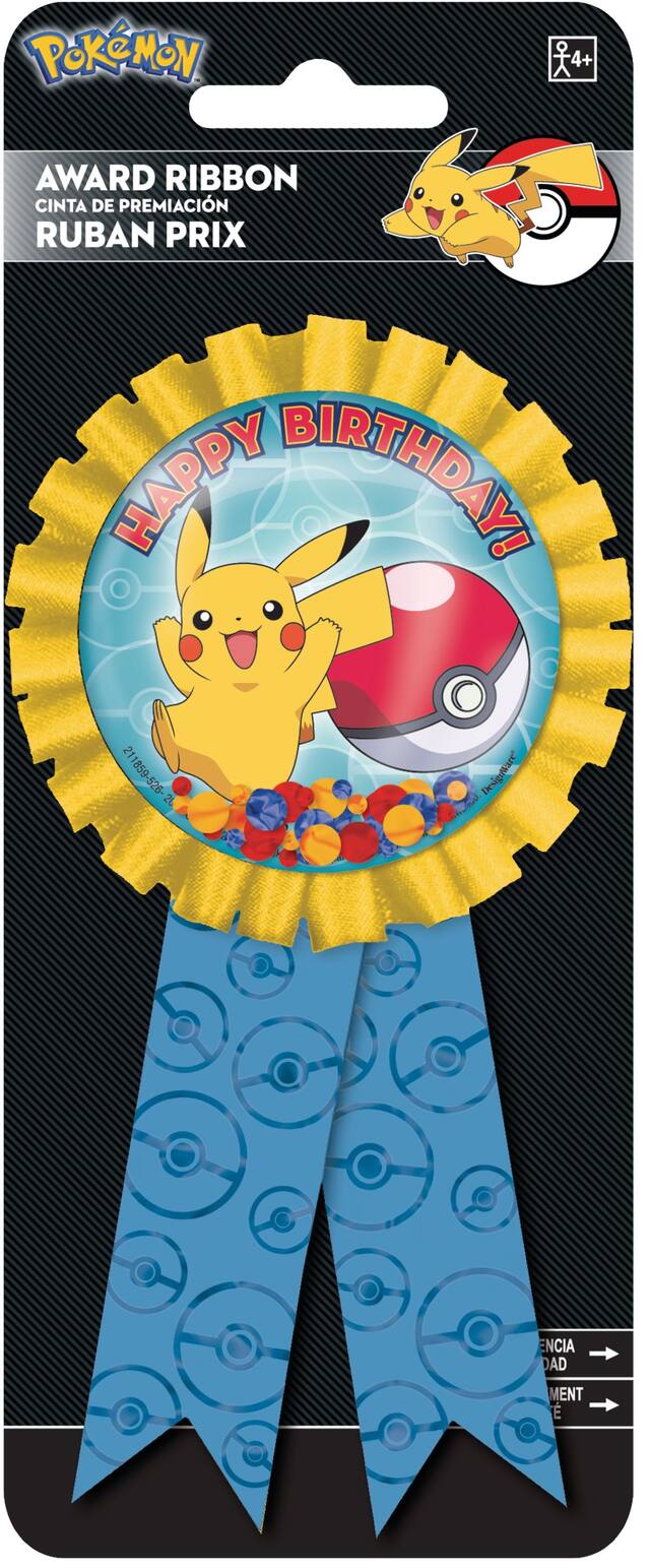 Pokémon Core Happy Birthday Award Ribbon featuring Pikachu Front_Flat