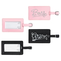 "Bride" & "Groom" Luggage Tags, Pink/Black, 2-pk, for Wedding Composite_or_Mixed