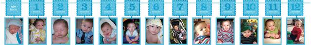 1st Birthday Photo Garland, Blue Glitter, 12-ft Front_Flat