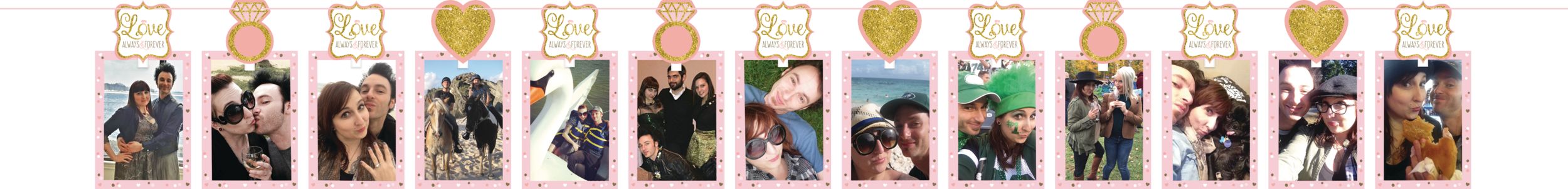 Sparkling Pink Wedding Photo Garland Front_Flat