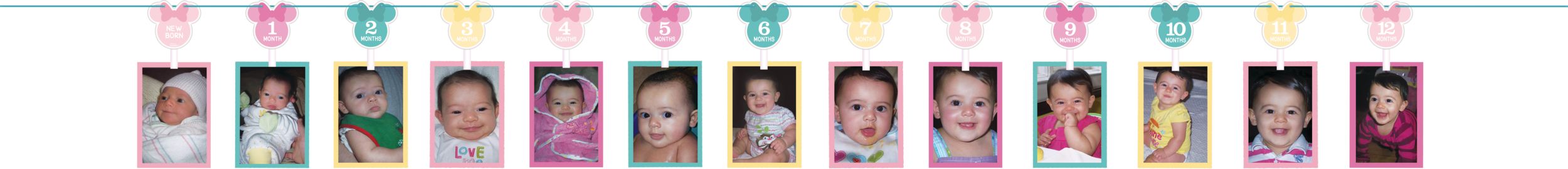 Disney 1st Birthday Minnie Mouse Photo Garland Decoration, 12-in Front_Flat