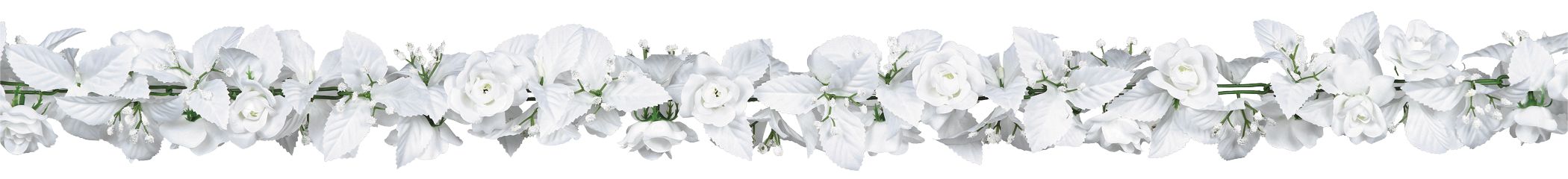 Guirlande de feuilles et de roses blanches Front_Flat