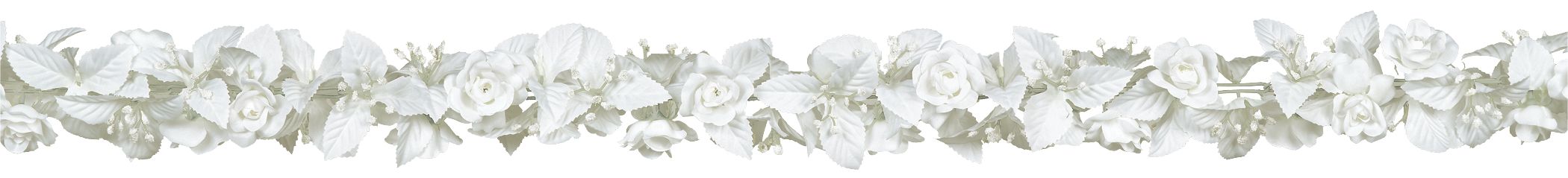 Guirlande de feuilles et de roses blanches CloseUp